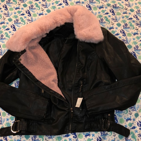 joujou Jackets & Blazers - 🌟 DONATING SOON! Black leather with pink fuzz!